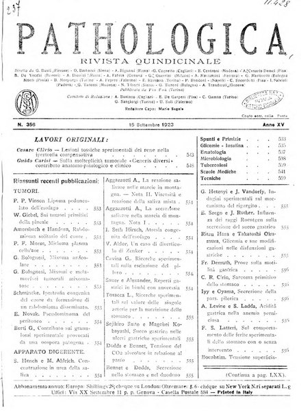 Pathologica rivista quindicinale