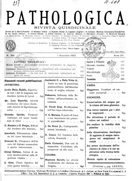 Pathologica rivista quindicinale