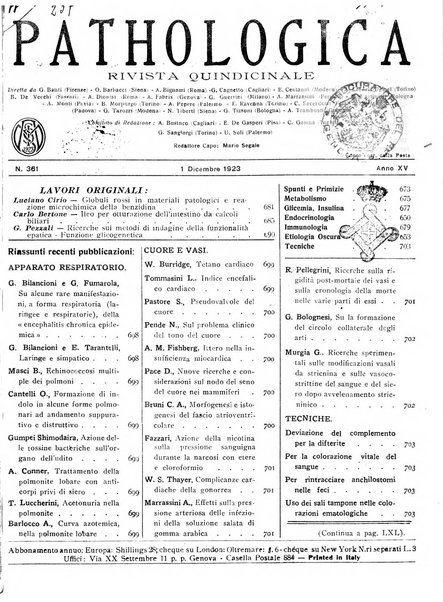 Pathologica rivista quindicinale