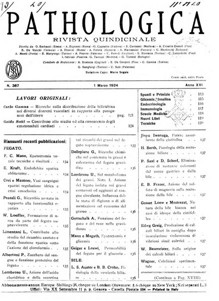 Pathologica rivista quindicinale