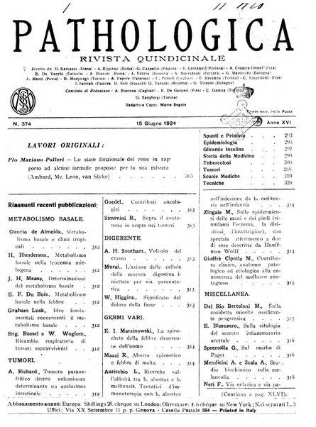 Pathologica rivista quindicinale