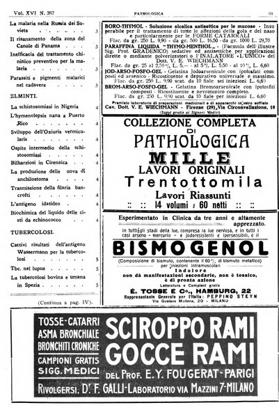 Pathologica rivista quindicinale