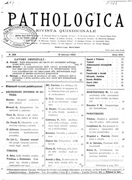 Pathologica rivista quindicinale