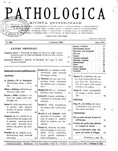 Pathologica rivista quindicinale