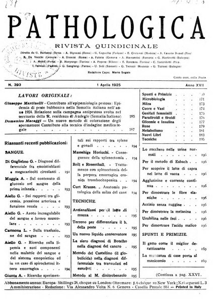 Pathologica rivista quindicinale