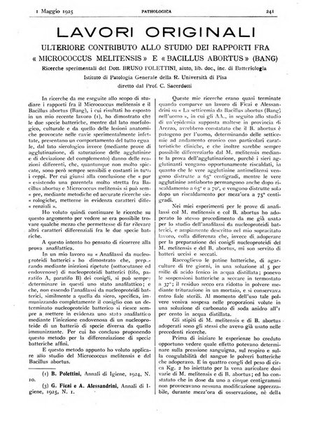 Pathologica rivista quindicinale