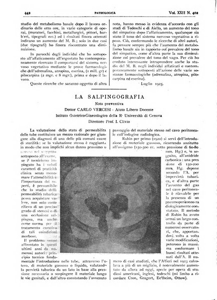 Pathologica rivista quindicinale