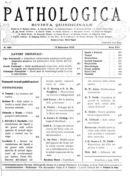 Pathologica rivista quindicinale