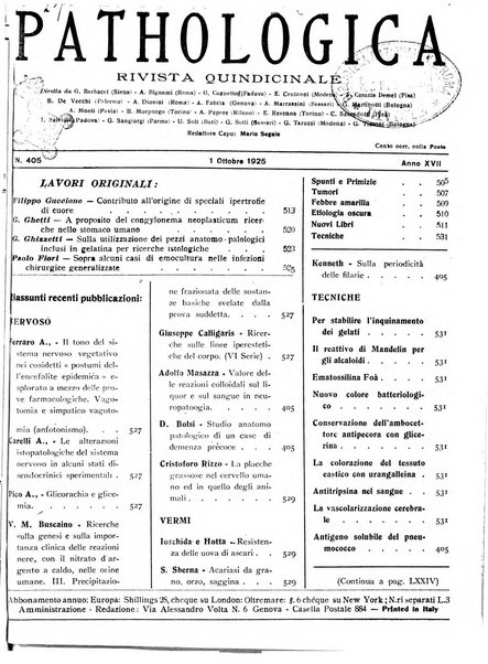 Pathologica rivista quindicinale