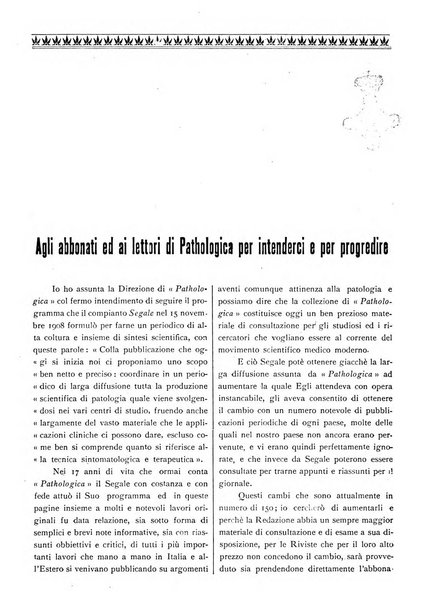 Pathologica rivista quindicinale