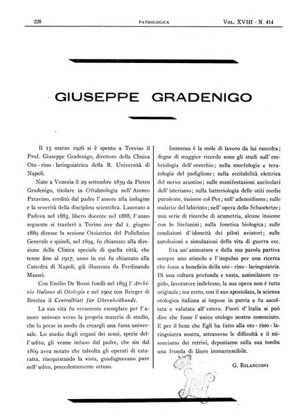 Pathologica rivista quindicinale