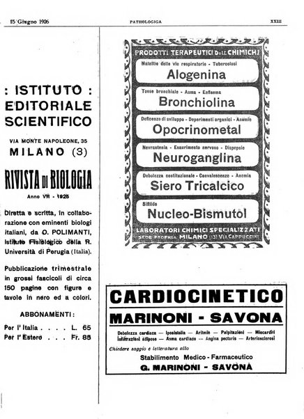 Pathologica rivista quindicinale