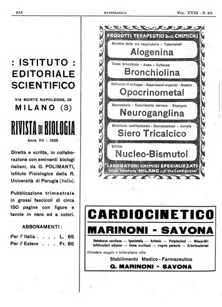 Pathologica rivista quindicinale