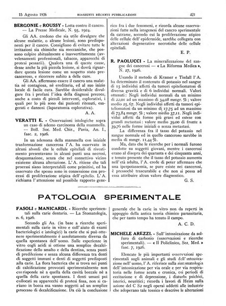 Pathologica rivista quindicinale