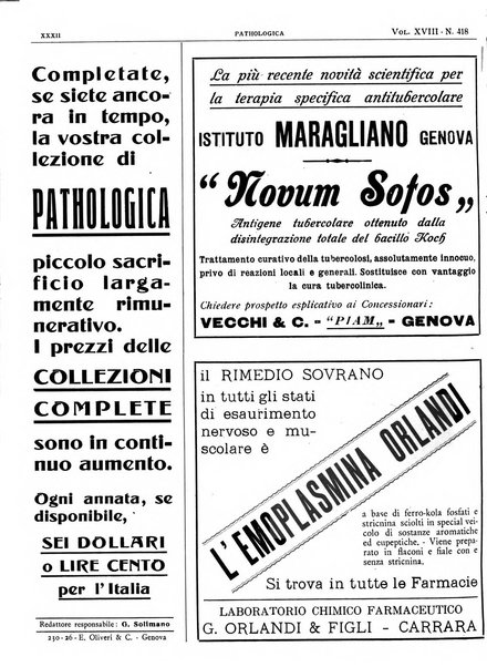 Pathologica rivista quindicinale