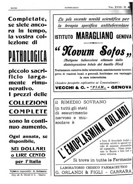 Pathologica rivista quindicinale