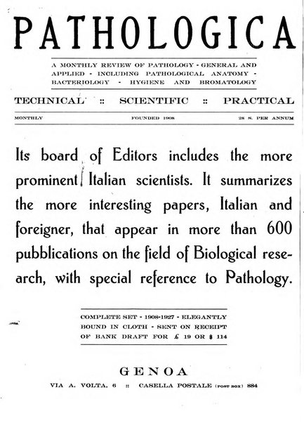 Pathologica rivista quindicinale