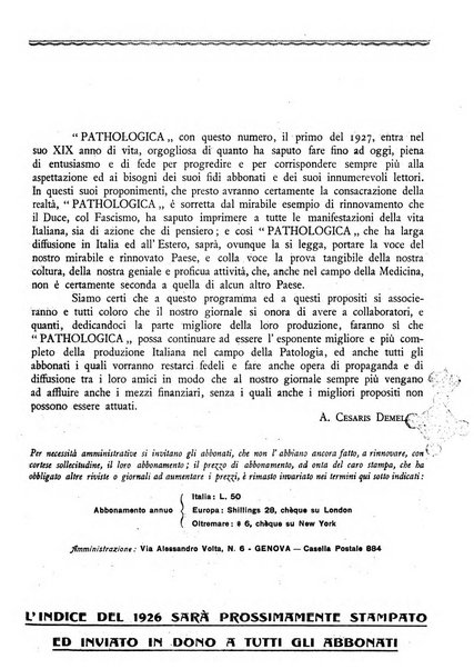 Pathologica rivista quindicinale