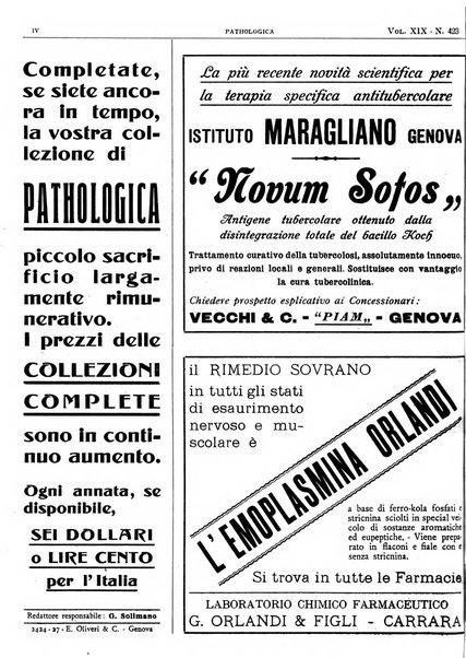 Pathologica rivista quindicinale