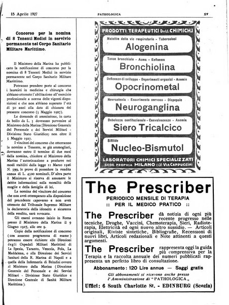 Pathologica rivista quindicinale