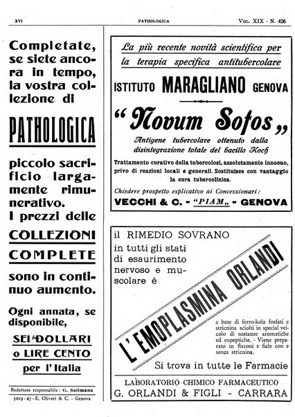 Pathologica rivista quindicinale