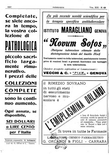 Pathologica rivista quindicinale