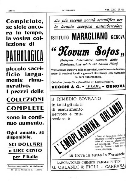 Pathologica rivista quindicinale