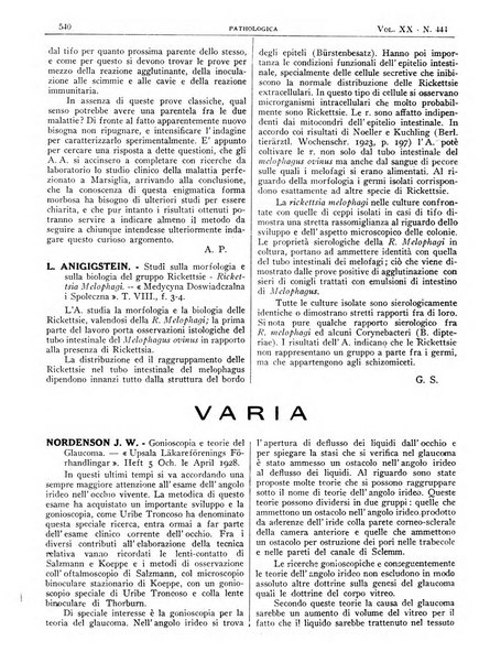 Pathologica rivista quindicinale