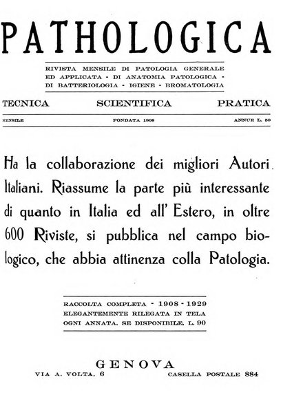 Pathologica rivista quindicinale