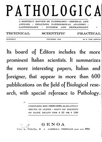 Pathologica rivista quindicinale