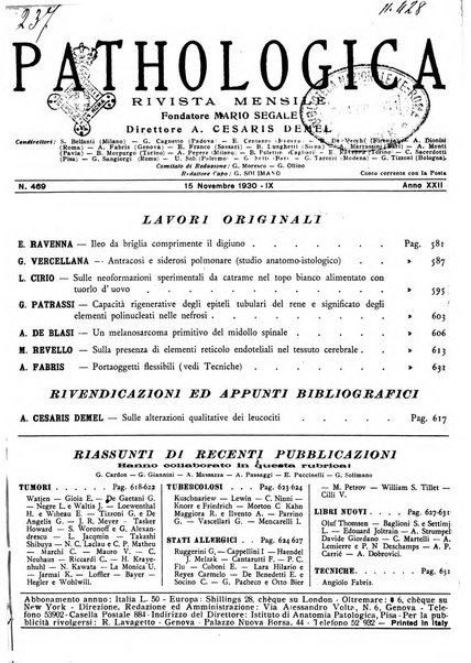 Pathologica rivista quindicinale