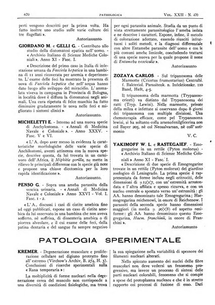 Pathologica rivista quindicinale