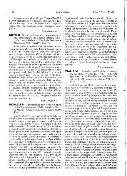 Pathologica rivista quindicinale