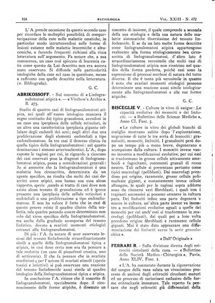 Pathologica rivista quindicinale