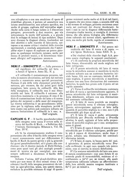 Pathologica rivista quindicinale