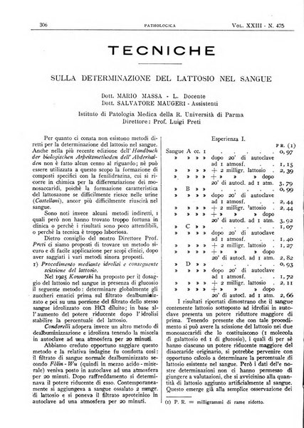 Pathologica rivista quindicinale