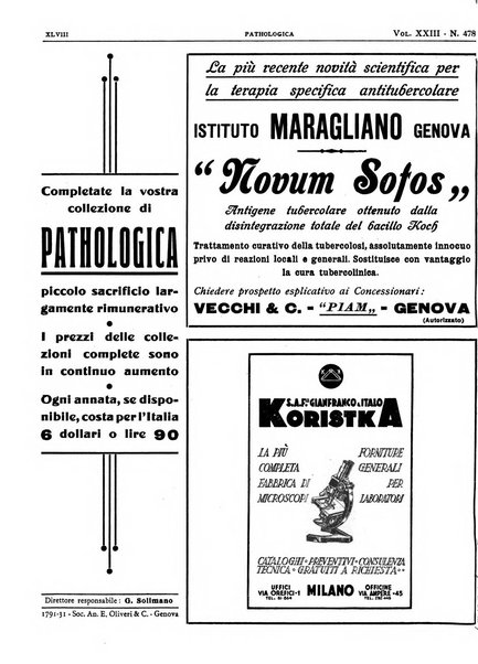 Pathologica rivista quindicinale