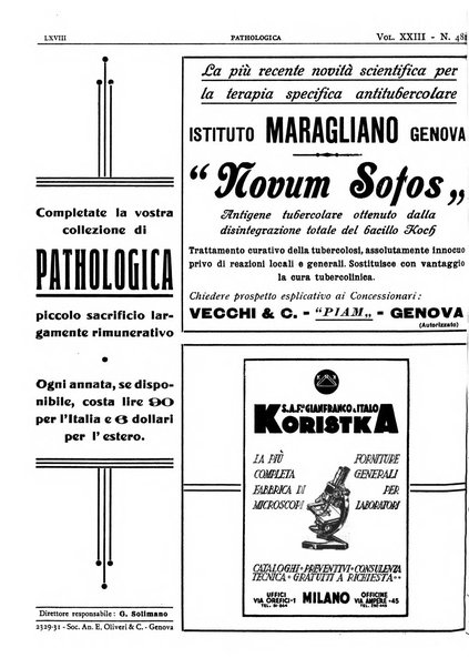 Pathologica rivista quindicinale