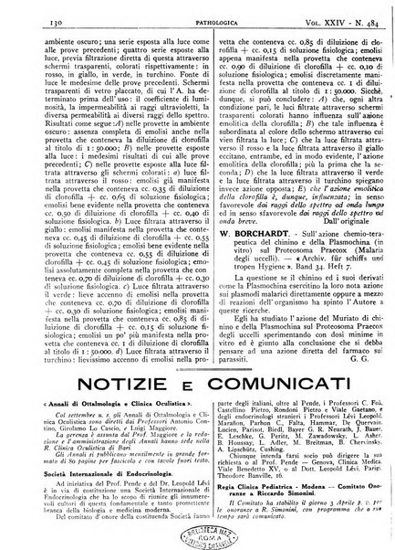 Pathologica rivista quindicinale