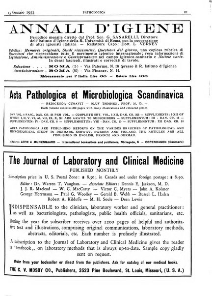 Pathologica rivista quindicinale