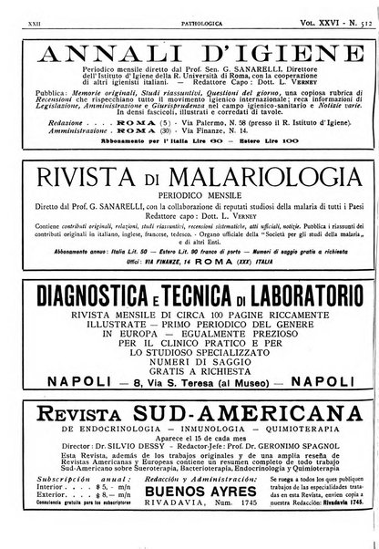 Pathologica rivista quindicinale