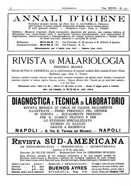 Pathologica rivista quindicinale