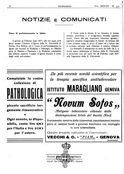 Pathologica rivista quindicinale