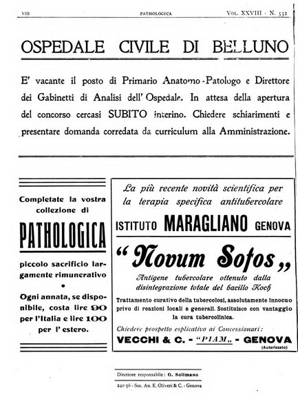 Pathologica rivista quindicinale