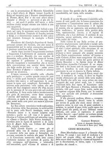 Pathologica rivista quindicinale