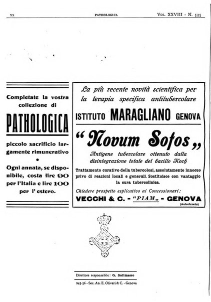 Pathologica rivista quindicinale