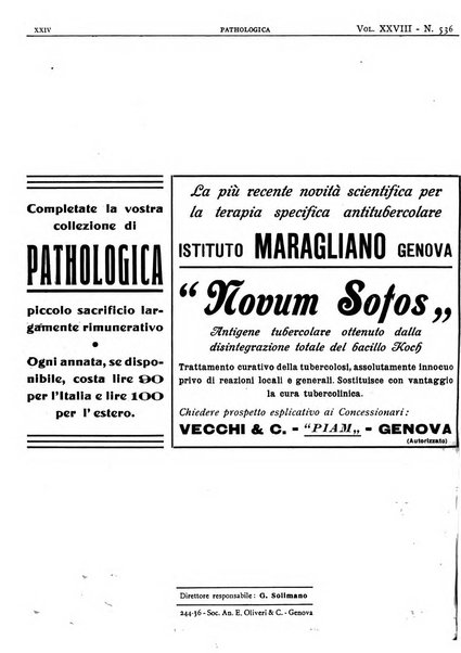 Pathologica rivista quindicinale