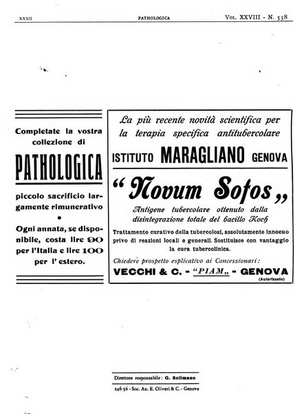 Pathologica rivista quindicinale