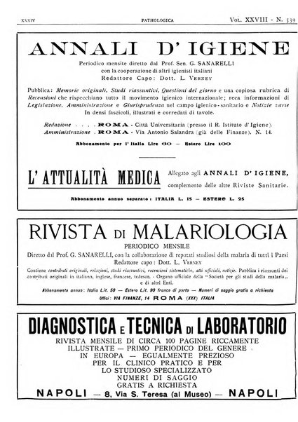 Pathologica rivista quindicinale