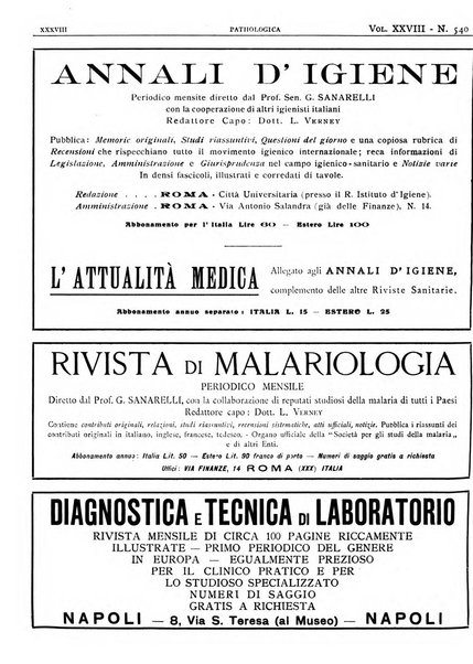 Pathologica rivista quindicinale